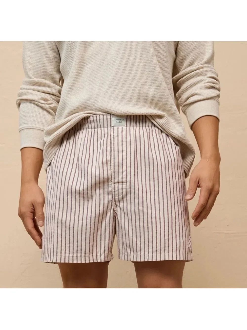 AE Men’s Cream Stripe Stretch Boxer Short